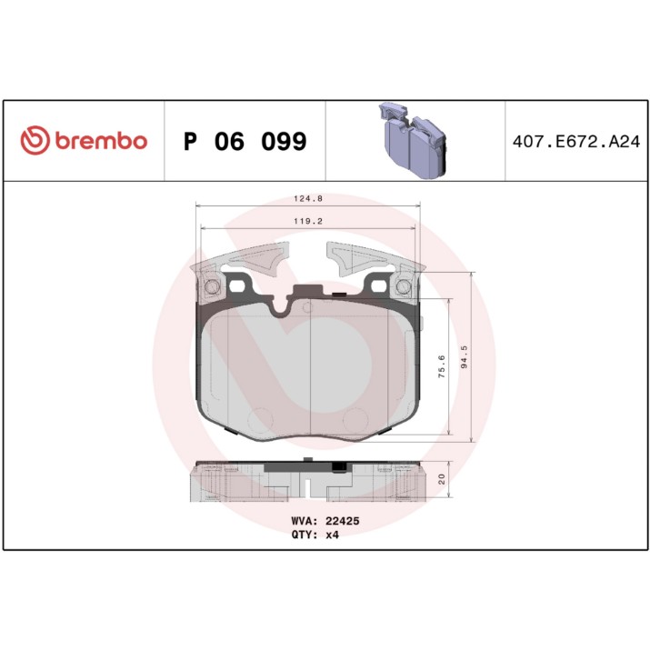 Комплект тормозных колодок Brembo P 06 099