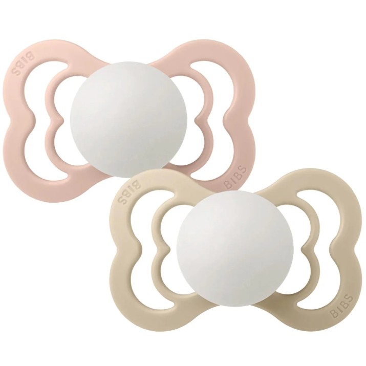 Пустышка BIBS Supreme Latex Glow 2 Pack 0+ months Blush/Vanilla (170357)