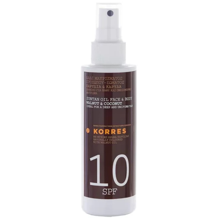 Солнцезащитное масло Korres Sustain Oil Face & Body Walnut + Coconut SPF10 150ml