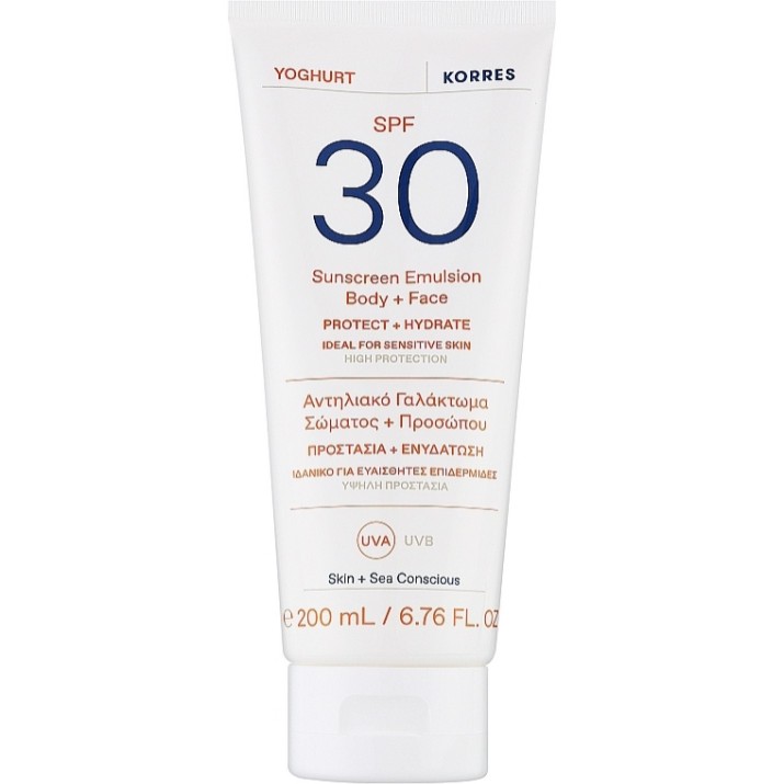 Emulsie de protecție solară Korres Yoghurt Emulsion Body & Face SPF30 200ml