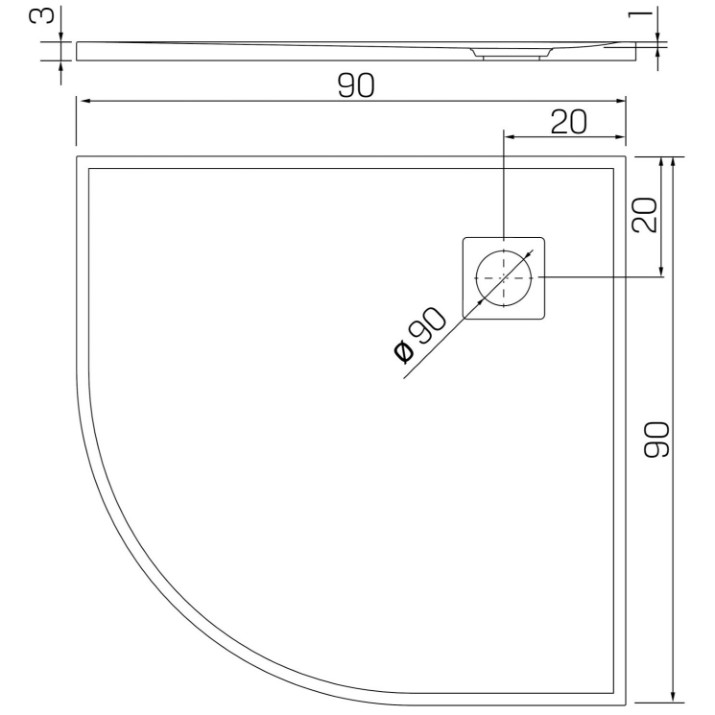 Душевой поддон New Trendy Mori B-0474 90x90x3.5 (18682)