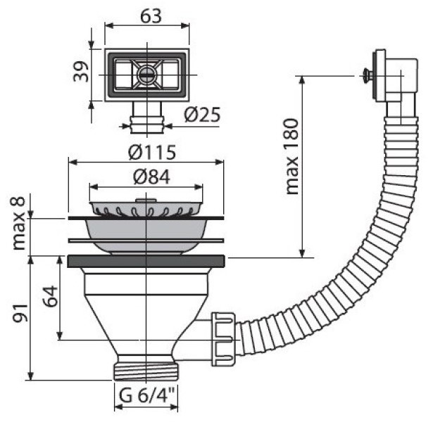 Сифон для раковины AlcaPlast A38 115" 40 (118568)