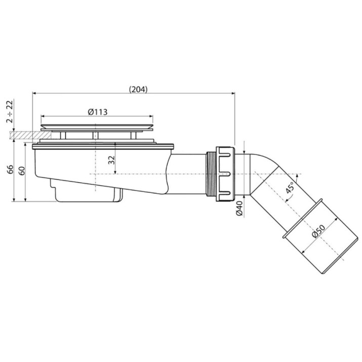 Сифон для душевого поддона Alcaplast A492 115" 40/50 (119142)