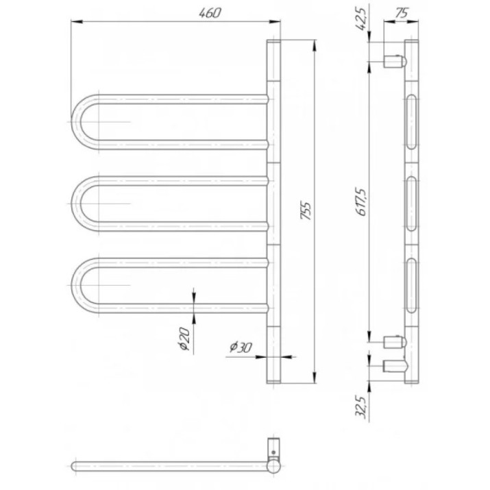 Uscător de prosoape Elna Fliuger-3 Turnable Inox