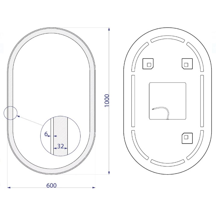 Oglindă baie Dubiel Vitrum Cafe 60x100 Led (01536)