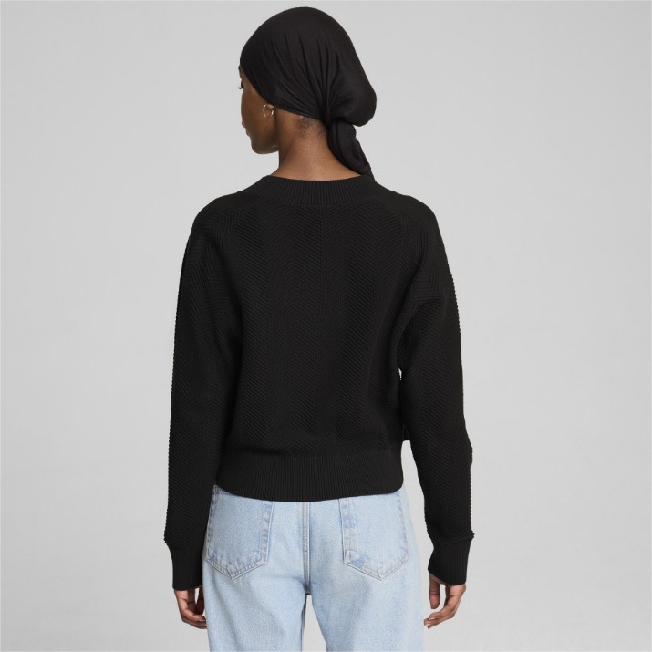 Женский свитер Puma T7 Knitted V-Neck Crew Puma Black, s.XS