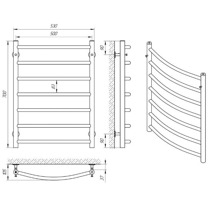 Uscător de prosoape Laris Classic Elit P7 500х680