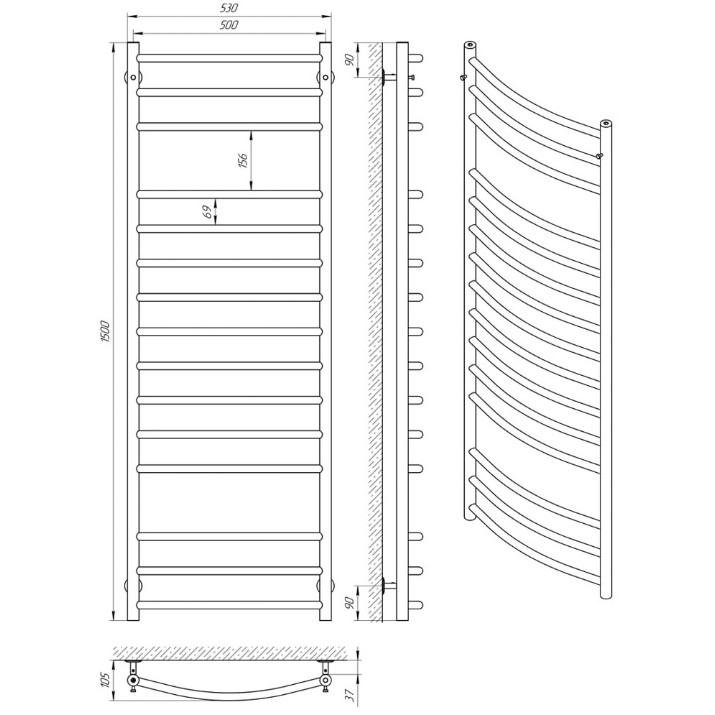 Uscător de prosoape Laris Classic P15 500х1500