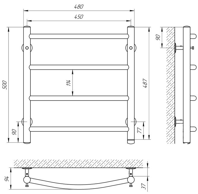 Полотенцесушитель Laris Classic P4 450х500