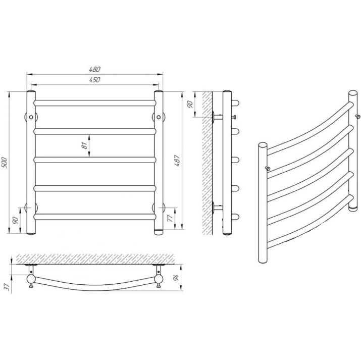 Полотенцесушитель Laris Classic P5 400х500
