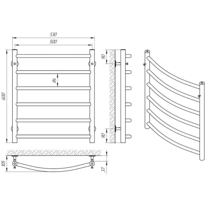 Полотенцесушитель Laris Classic P6 500x600