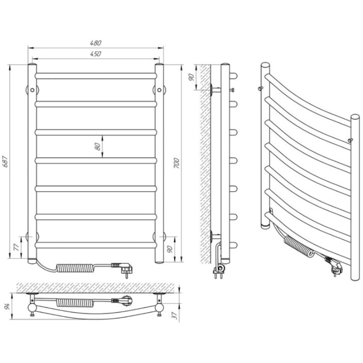 Uscător de prosoape Laris Classic P7 450х700 Elektro L