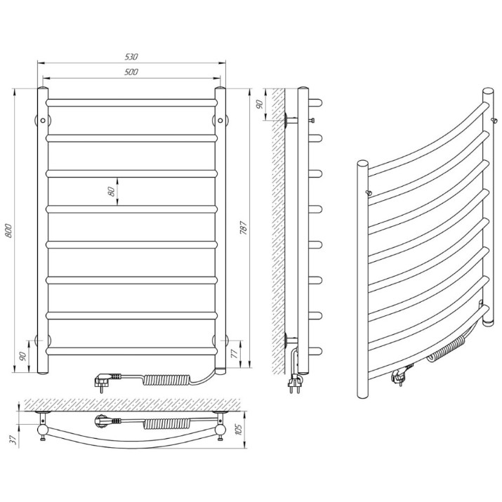 Uscător de prosoape Laris Classic P8 500х800 Elektro L