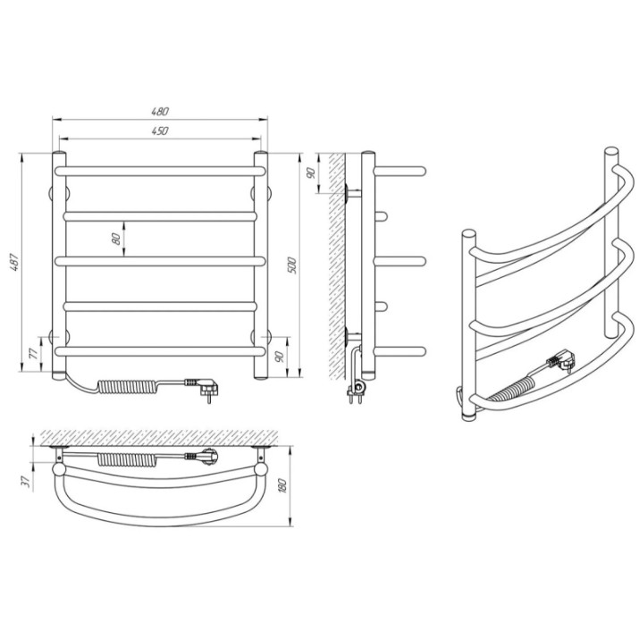 Полотенцесушитель Laris EuroMix P5 450х500 Elektro L