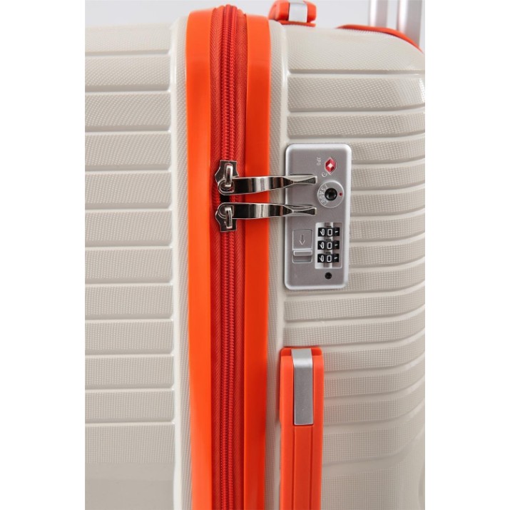 Valiză CCS 5239 L White/Orange
