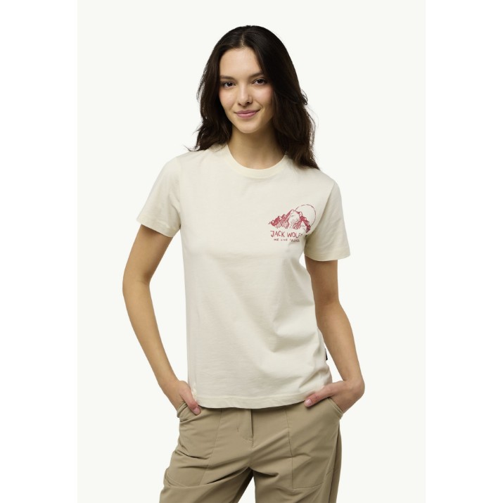 Женская футболка Jack Wolfskin Bergblick T W Panna Cotta, s.XS