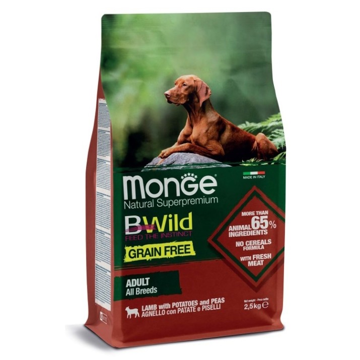 Hrană uscată pentru câini Monge All Breeds Adult Lamb/Potatoes/Peas 2.5kg