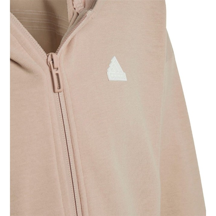 Hanorac pentru copii Adidas Future Icons 3-Stripes Full-zip Hooded Track Top Wonder Taupe/White, s.140