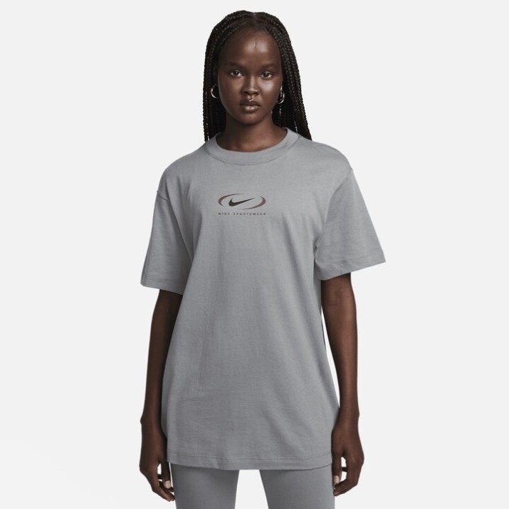 Tricou de dame Nike W Nsw Tee Bf Prnt Swsh Gmoke Grey, s.XL