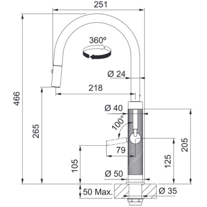 Смеситель для кухни Franke Mythos Master Piece J Pull Out Spray Anthracite (115.0711.555)