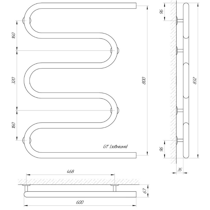 Uscător de prosoape Laris 32 PS5 600х800