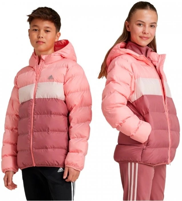 Детская куртка Adidas J Synthetic Down Jacket Semi Pink Spark/Sandy Pink/Preloved Crimson, s.140