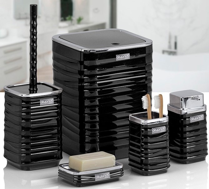 Набор для ванной комнаты Okyanus Black/Metallic OKY440-1S