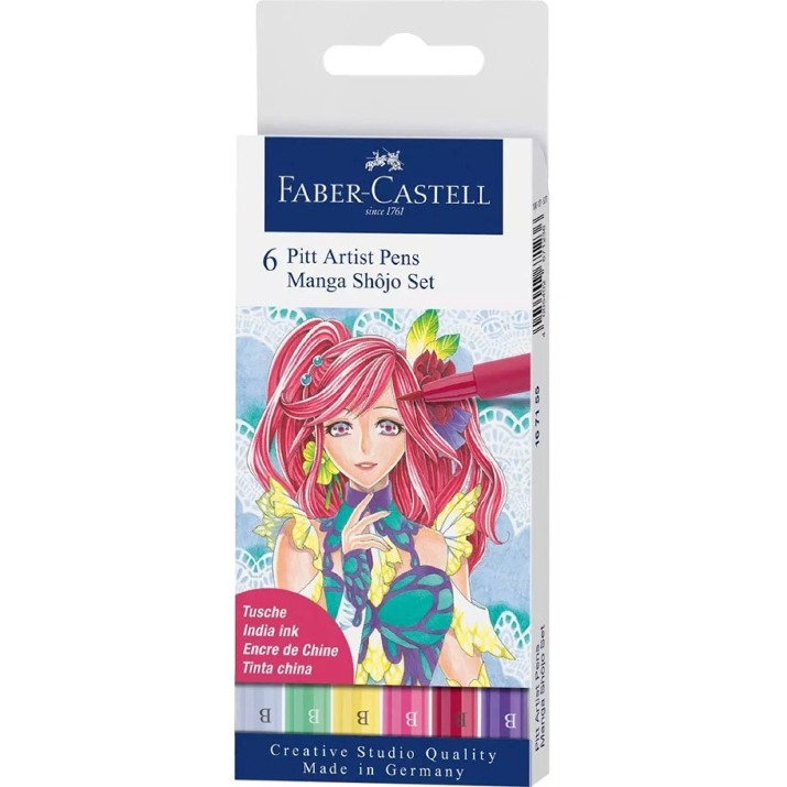 Set de pixuri Faber-Castell Pitt Artist Pens Manga Shôjo Brush Set 167155 6pcs