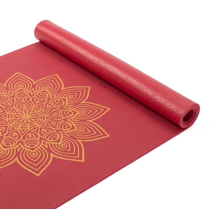 Коврик для йоги Bodhi Yoga Rishikesh Premium Golden Mandala Burgundy