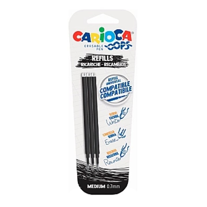 Набор стержней гелевых стираемых для ручек Carioca Oops (54638) 3pcs