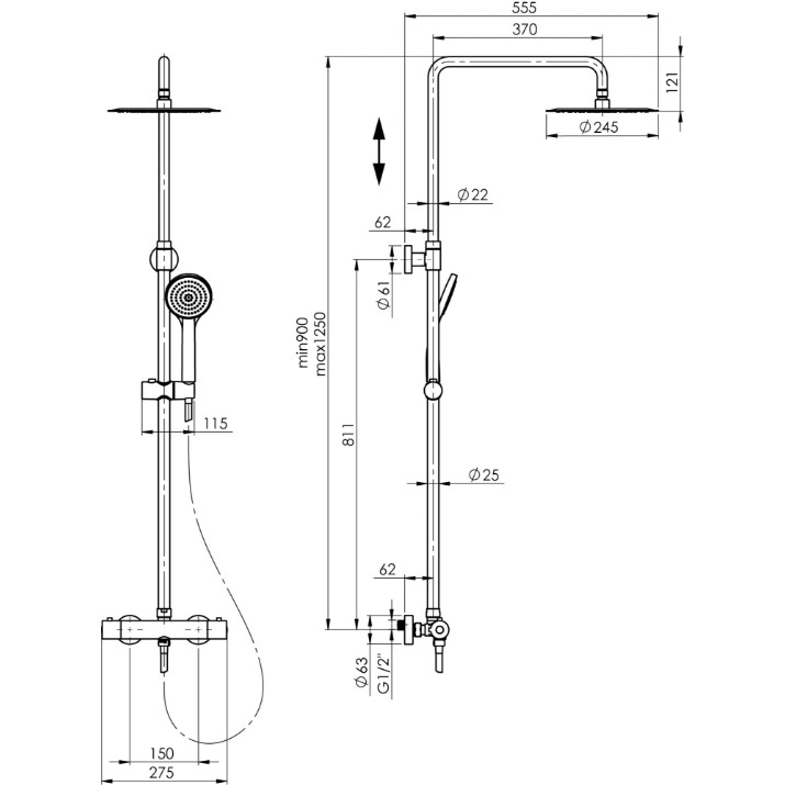 Set pentru duș Rubineta Olo + Thermo-15 (625047)