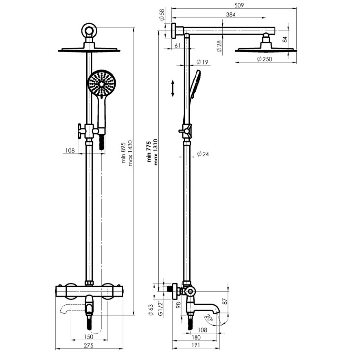Душевой набор Rubineta Etna + Thermo-10 SW (625048)