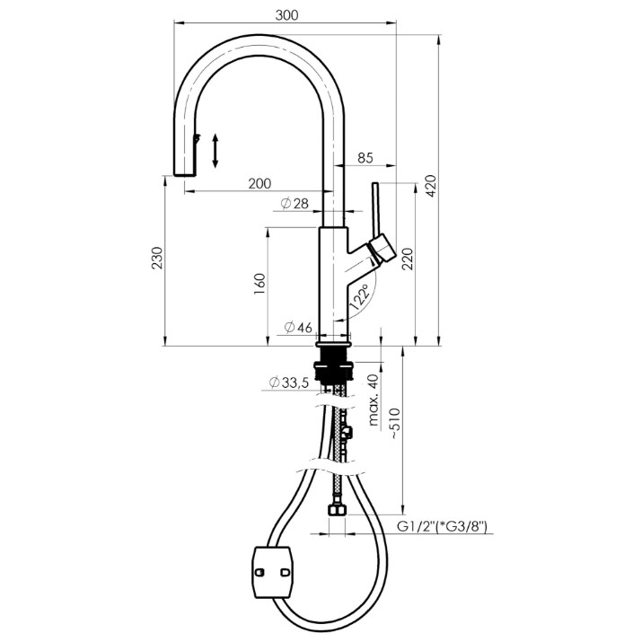 Смеситель для кухни Rubineta Bona-33 PO DG (BO330DG8)