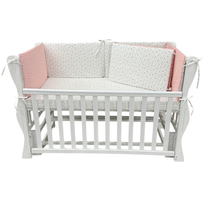 Бортик в кроватку Holala Kids Little White & Pink Stars 120x60cm Set