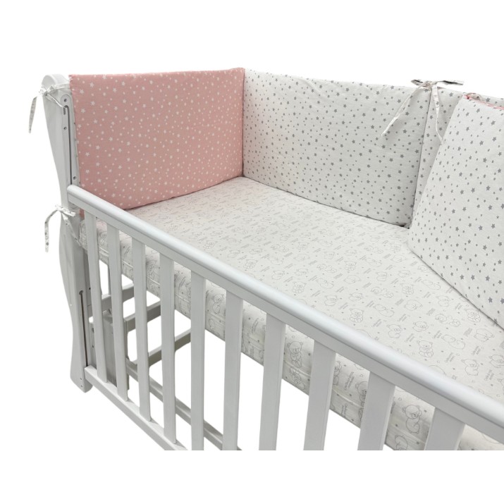 Бортик в кроватку Holala Kids Little White & Pink Stars 120x60cm Set