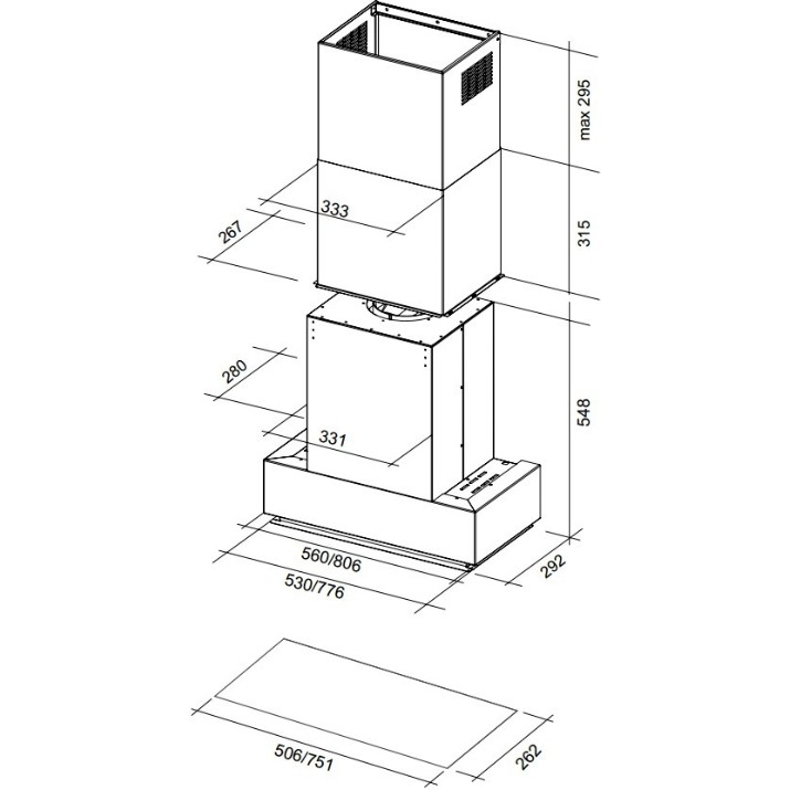 Вытяжка Falmec Gruppo Incasso NRS 70 Stainless Steel 800 (CGIW70.E27P2#EUI490F)