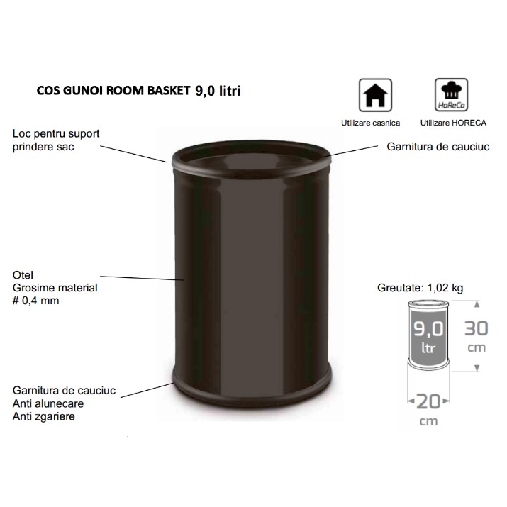 Coș de gunoi Alda Room Basket 9L (606A)