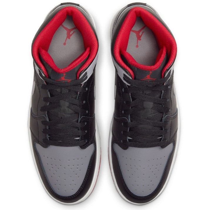 Bocanci pentru bărbați Nike Air Jordan 1 Mid Black/Cement Grey/Fire Red/White, s.42