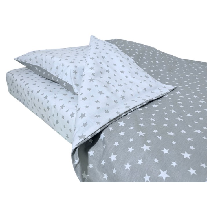 Lenjerie de pat pentru copii Holala Kids 120x60cm Stars Beige 3pcs