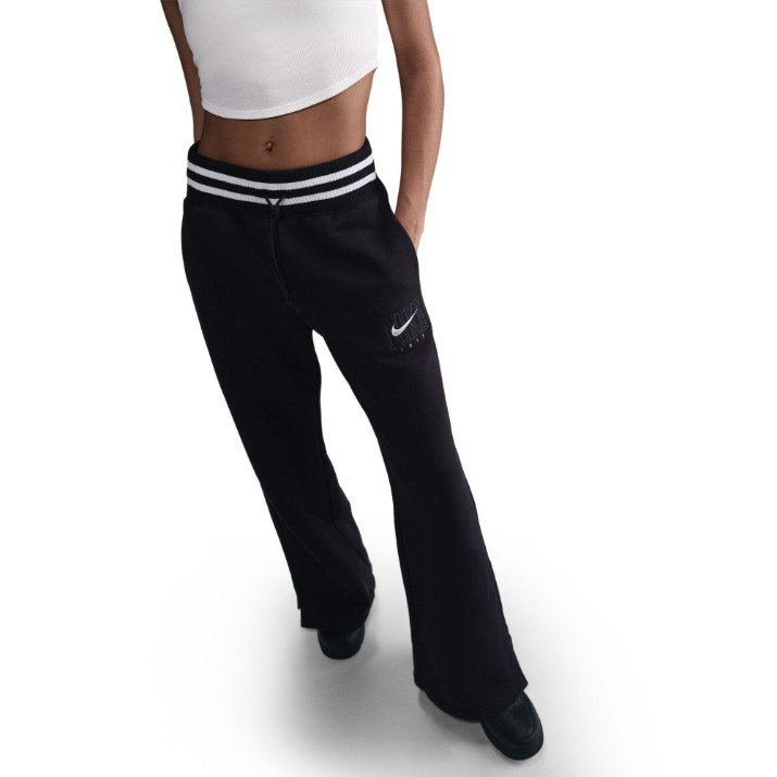 Pantaloni spotivi de dame Nike Sportswear Phoenix Fleece High-Waisted Graphic Wide-Leg Pants Black, s.XS