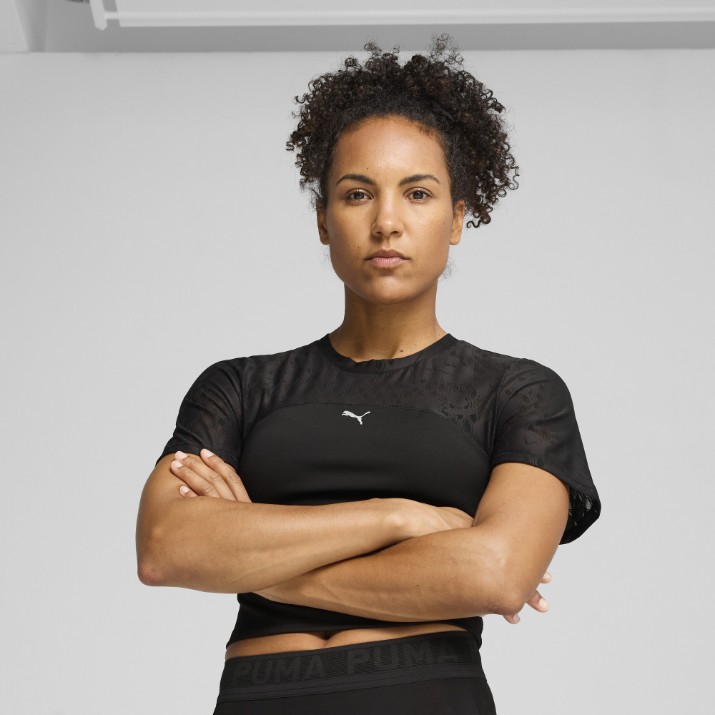 Женская футболка Puma Lace Top - Short Puma Black, s.S