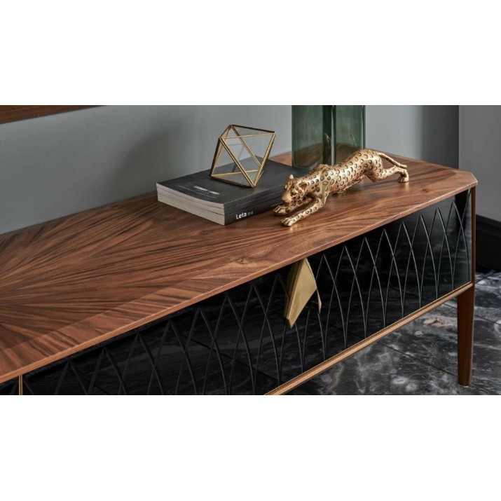 Comodă TV Dogtas Logan TV 3200378938/3200378940 Black/Walnut/Gold