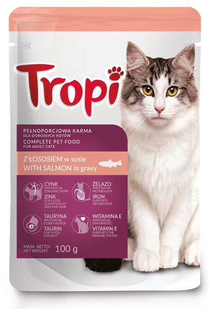 Влажный корм для кошек Tropi Salmon in Gravy 0.1kg 5pcs
