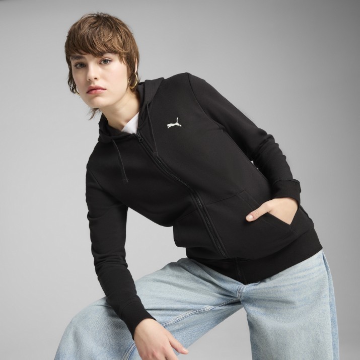 Женская толстовка Puma Ess Logo Full-Zip Hoodie Terry Puma Black, s.M