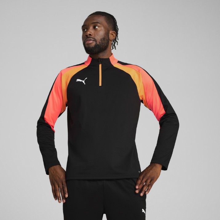 Hanorac pentru bărbați Puma Individualliga 1/4 Zip Top Puma Black/Heat Fire, s.L