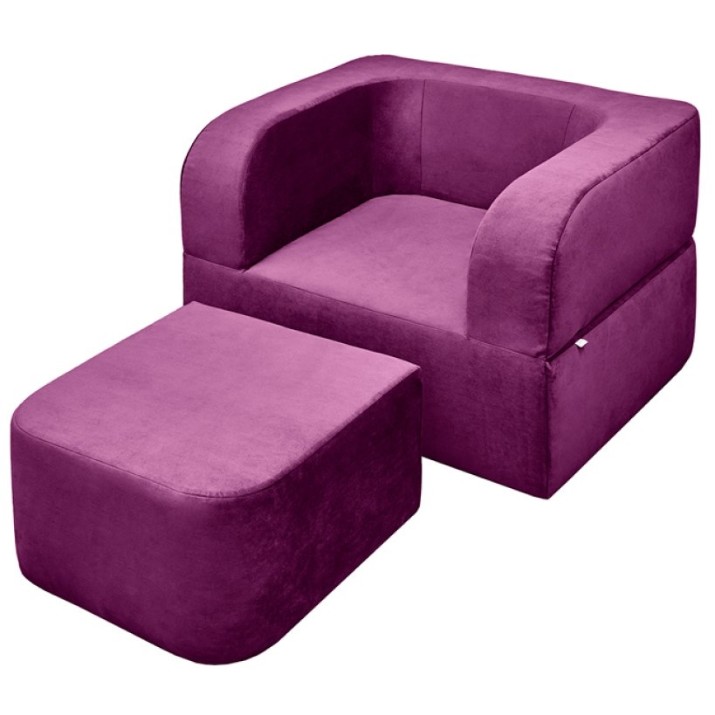 Бескаркасное раскладное кресло Edka Vega 100x200x40 M10 Dark Purple