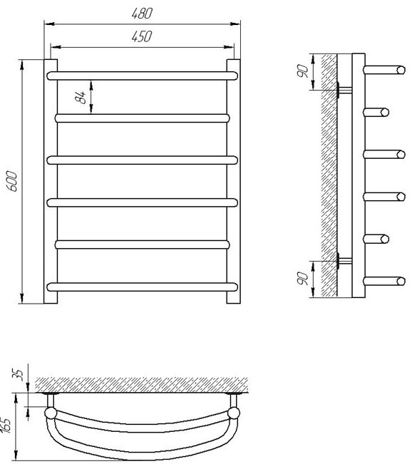 Полотенцесушитель Laris EuroMix P6 450х600