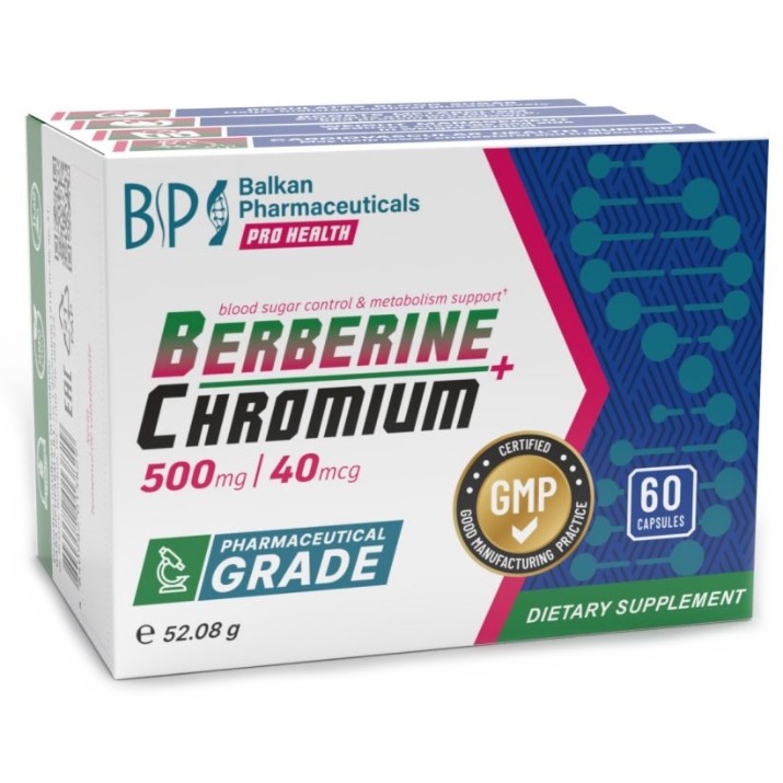 Vitamine Balkan Pharmaceuticals Berberine 500mg + Chromium 40mg 60cap