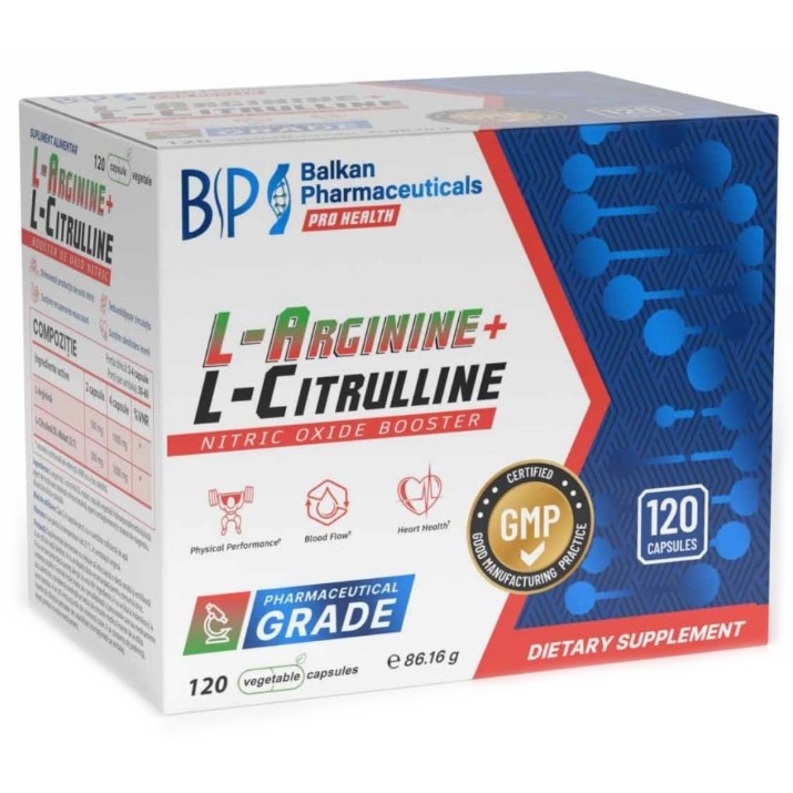 Aminoacizi Balkan Pharmaceuticals L-Arginine + L-Citrulline 120cap