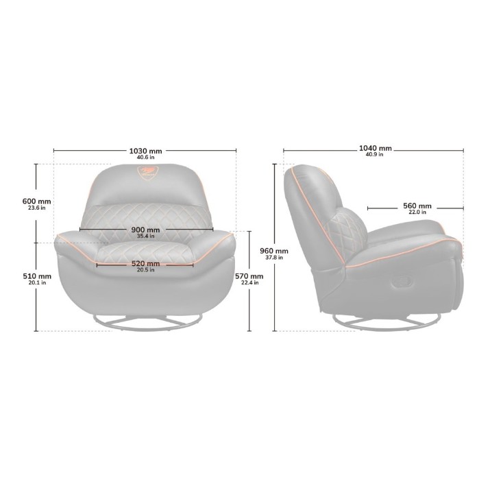 Scaun gaming Cougar Overlord Black/Orange with Footrest